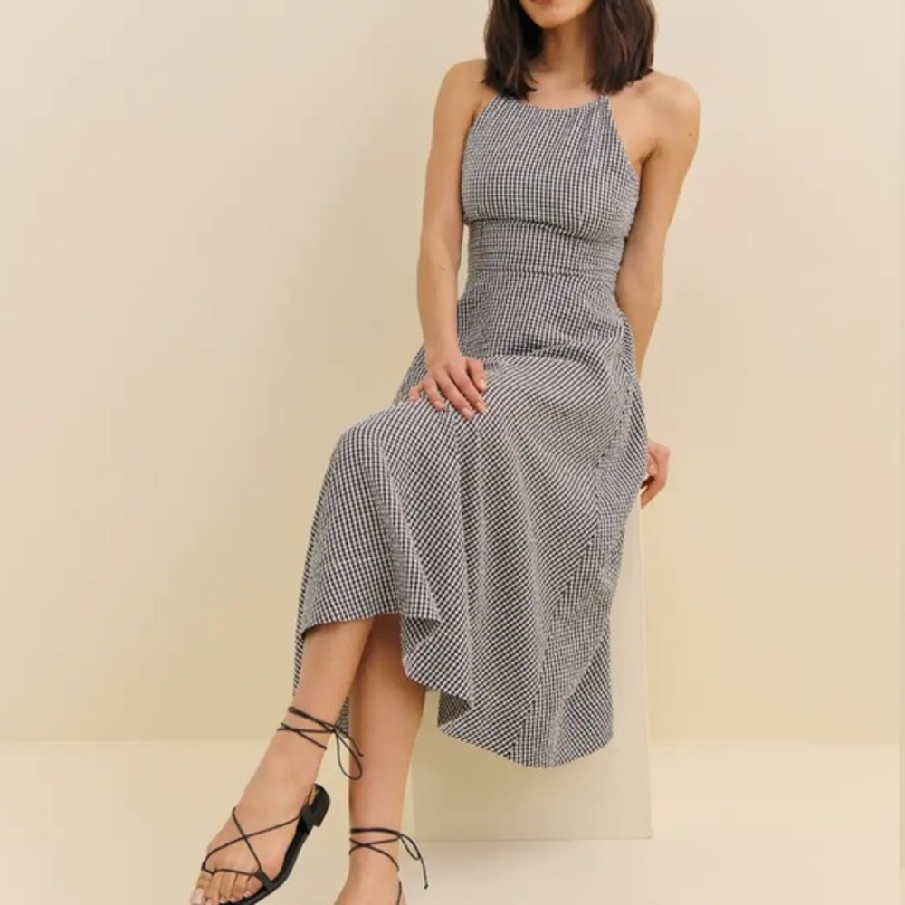 New in! Reformation Yuliy Dress Black and White Check
